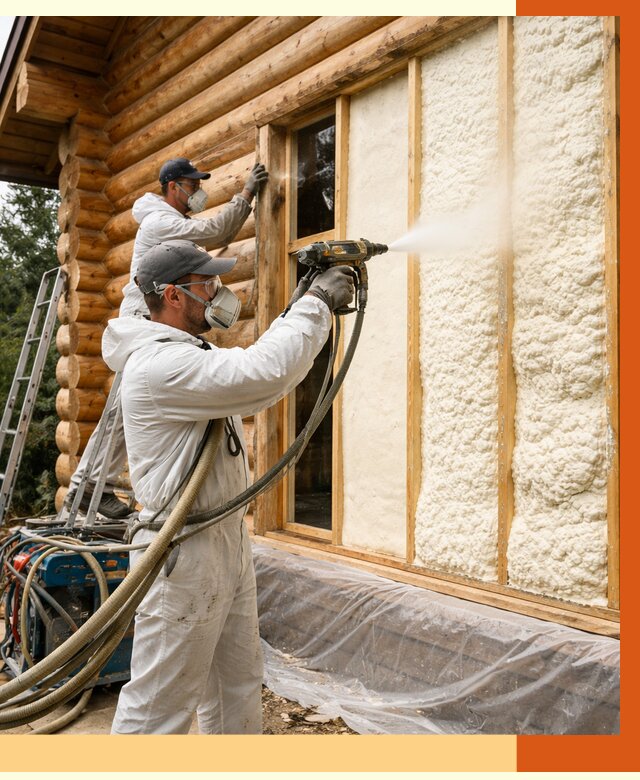 Утепление деревянного дома ППУ в слободском от 4328 руб/м2 | ТепломастерСлб — под ключ