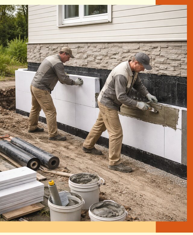 Утепление фундамента снаружи в слободском от 4328 руб. за м² | ТепломастерСлб