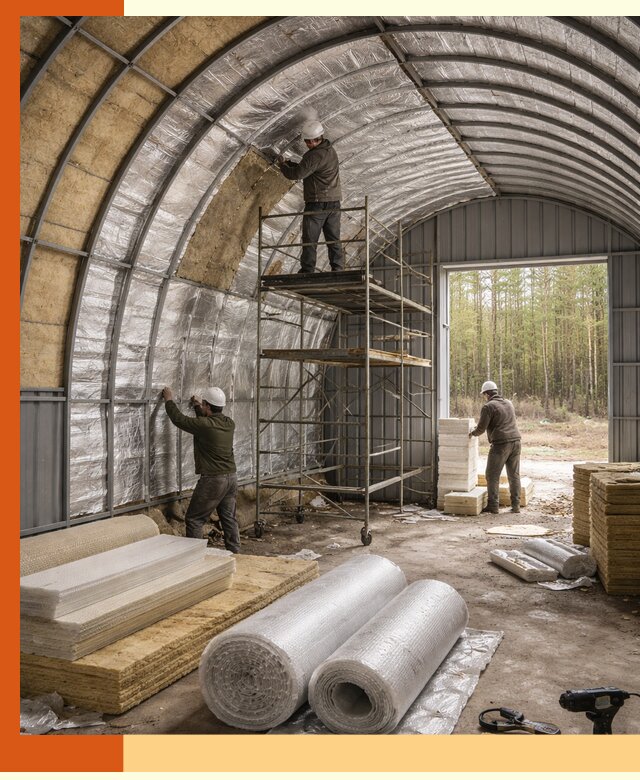 Утепление арочного ангара под ключ в слободском