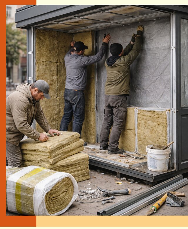 Утепление павильона шаурмы под ключ в слободском