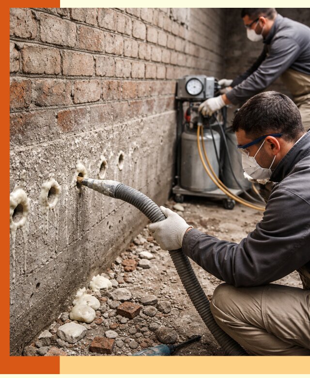 Заполнение колодцевой кладки ППУ в слободском быстро и герметично