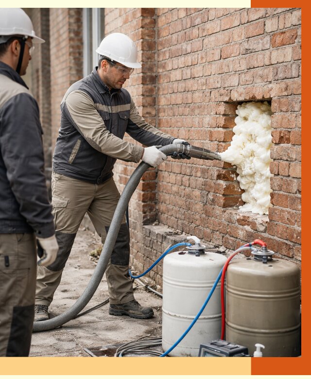 Заливка ППУ в пустоты кирпичной стены в слободском от 2834 руб. | ТепломастерСлб