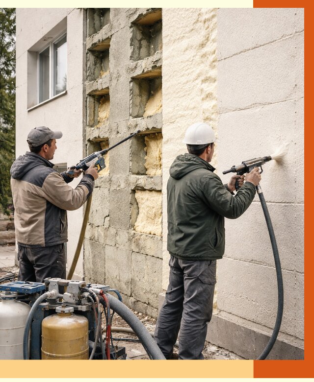 Заполнение пустот фасада в слободском от 4637 руб. — утепление пустот облицовки | ТепломастерСлб