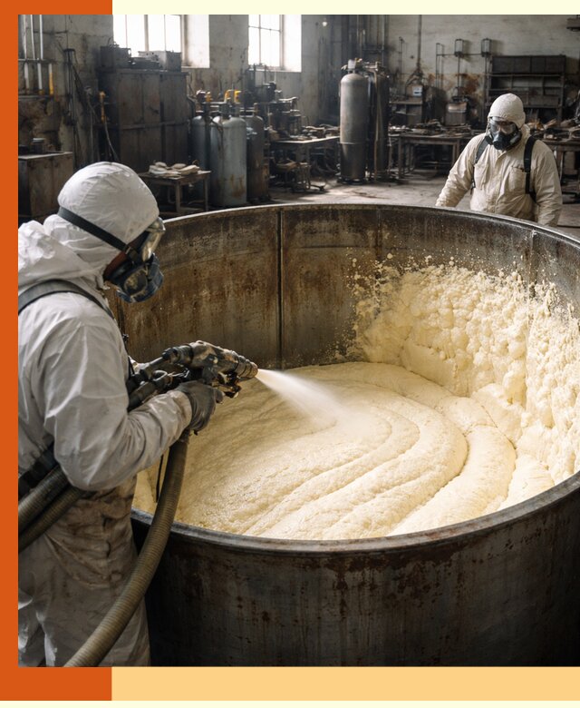 Заливка ппу в емкости с полной изоляцией и герметизацией в слободском