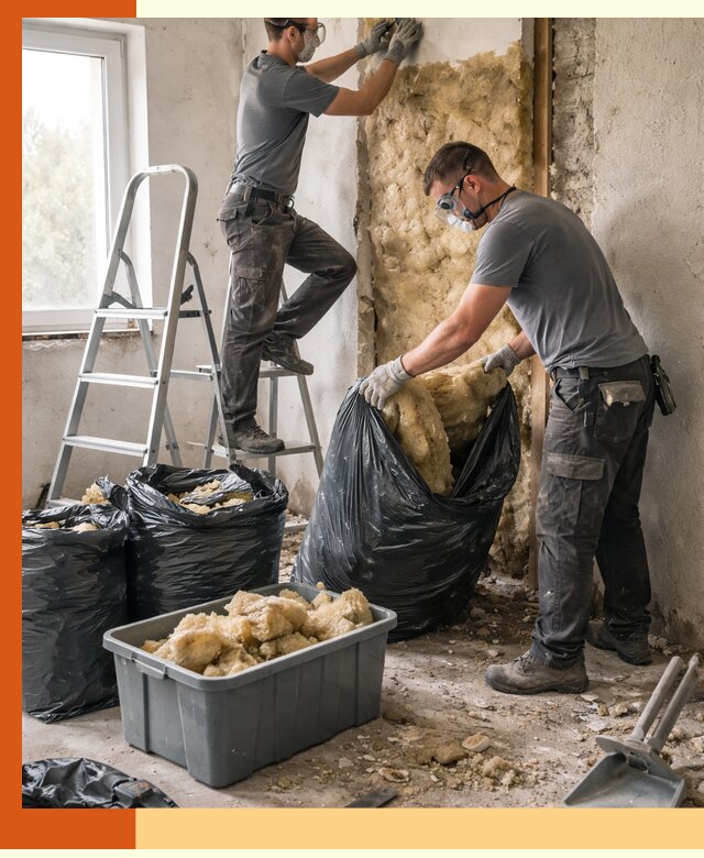 Демонтаж старого утеплителя и вывоз отходов в слободском