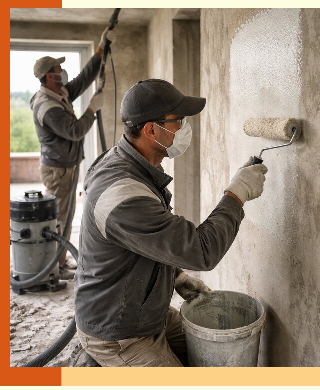 Подготовка поверхности под напыление утеплителя в слободском