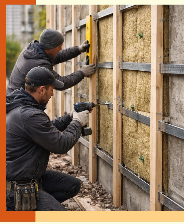 Монтаж обрешетки под утепление зданий и квартир в слободском